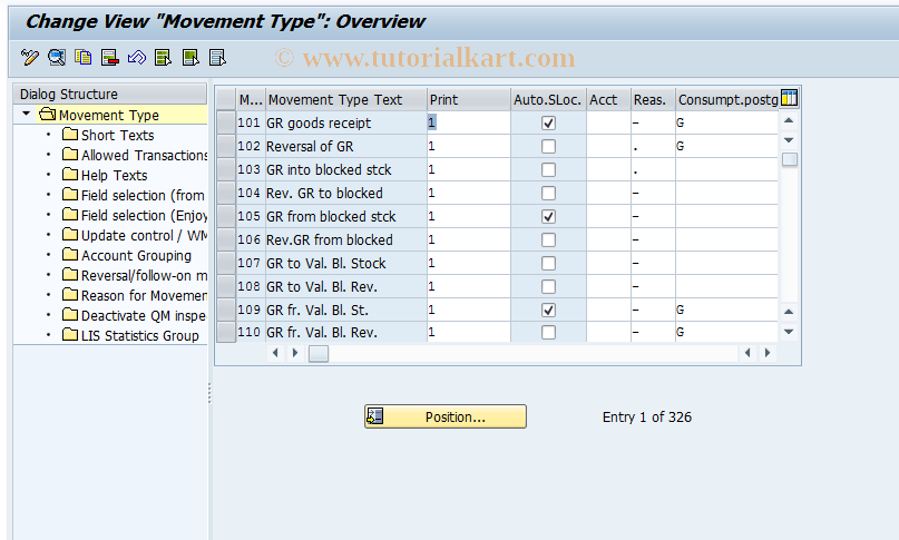 SAP TCode OMJJ - Customizing: New Movement Types