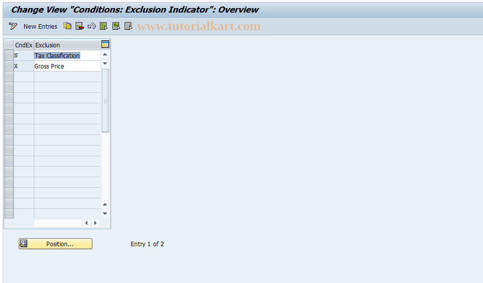 SAP TCode OMK8 - Services: Exclusion Indicator