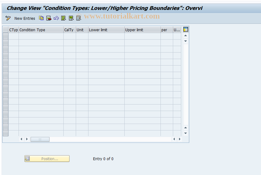 SAP TCode OMKG - C MM-PUR: Limits