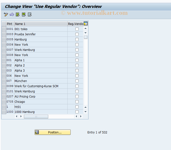SAP TCode OMKH - C MM-PUR Reg. Vend. Source of Supply