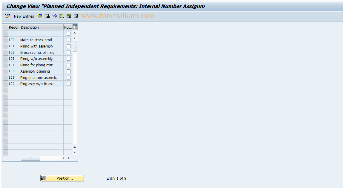 internal number assignment for object auftrag