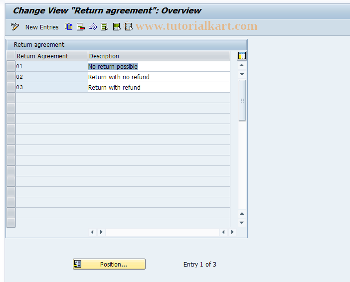 SAP TCode OMQA - C MM-PUR: Take-Back Agreement
