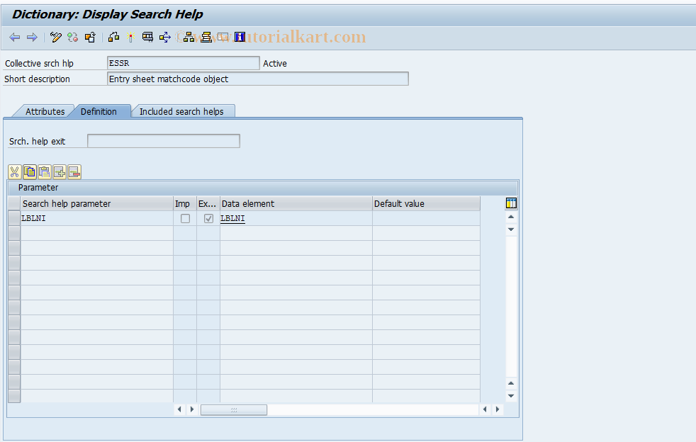 SAP TCode OMQM - C MM-PUR Matchcode: Entry Sheet