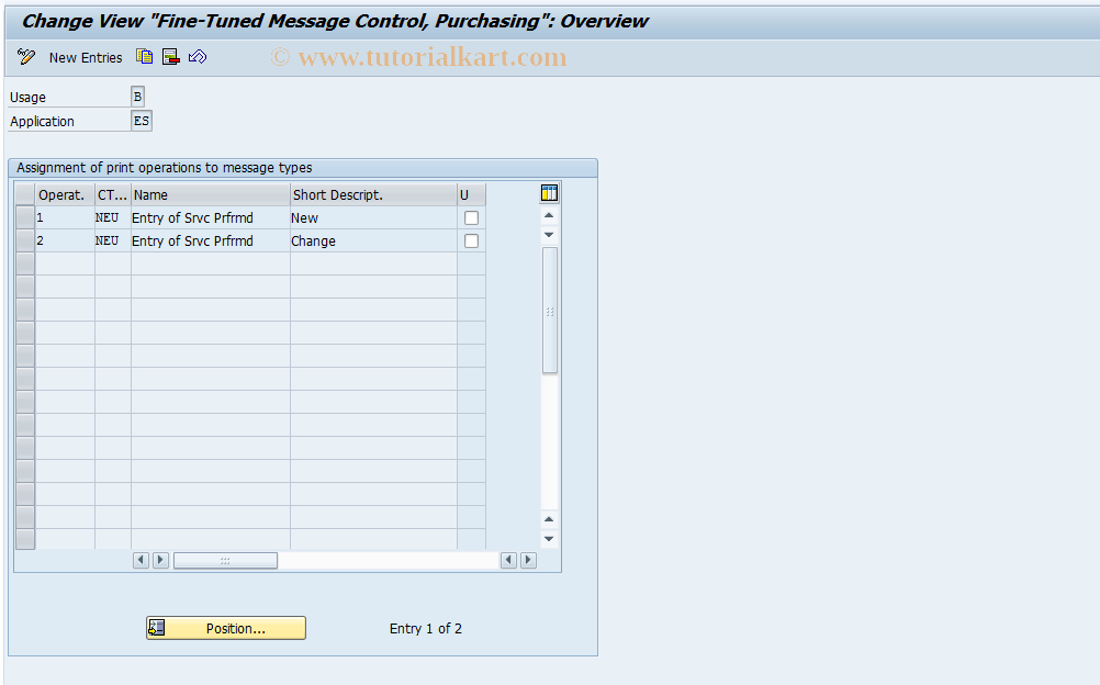 SAP TCode OMQQ - Fine-Tuned Control: Service Entry