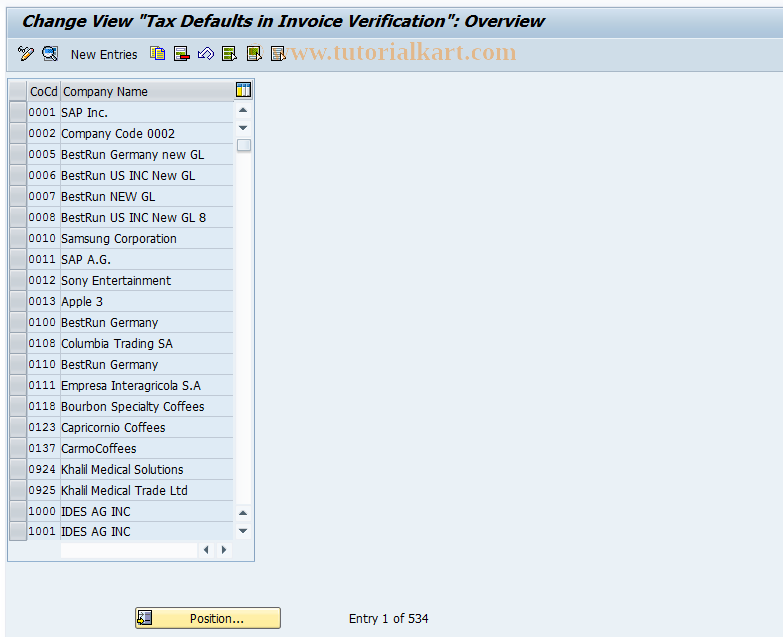 SAP TCode OMR2 - C RM-MAT MR Default Incoming Invoice