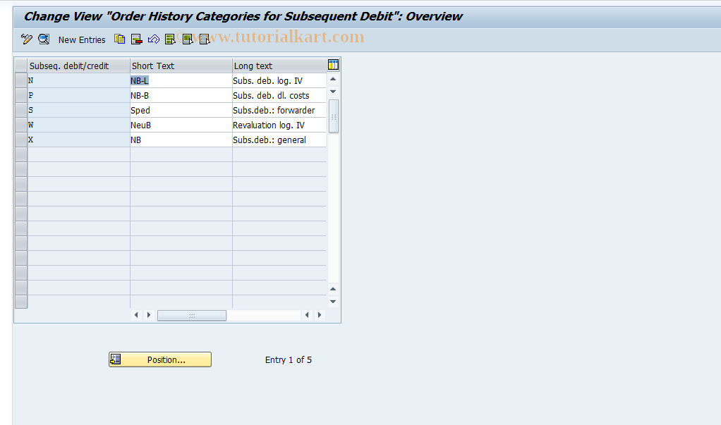 SAP TCode OMRA - C MM-IV  Valuation Category / Substance Debit/Credit