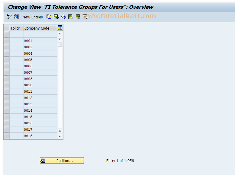 SAP TCode OMRB - C MR Tolerance Groups