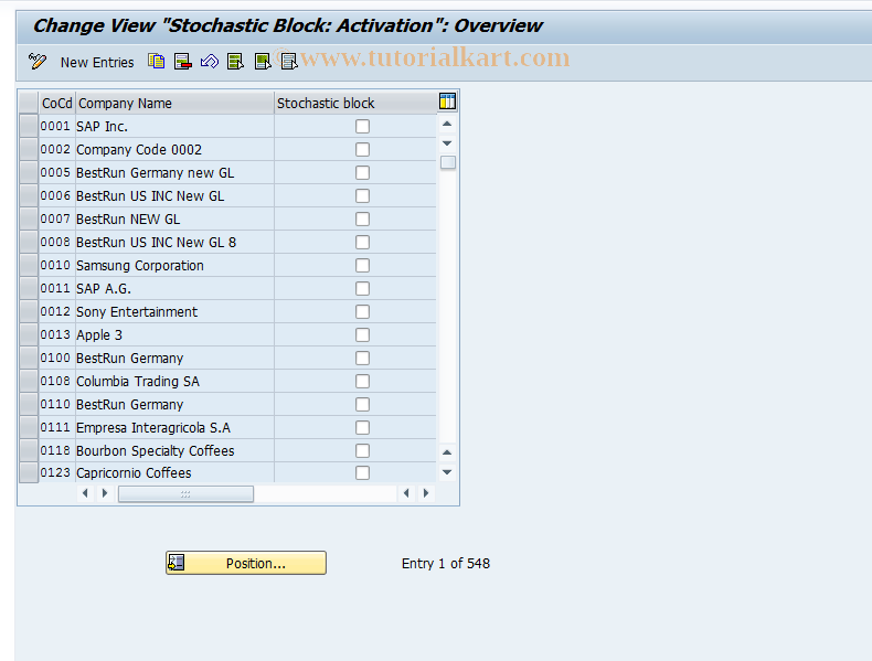 SAP TCode OMRF - C MM_IV Activate Stochastic Block