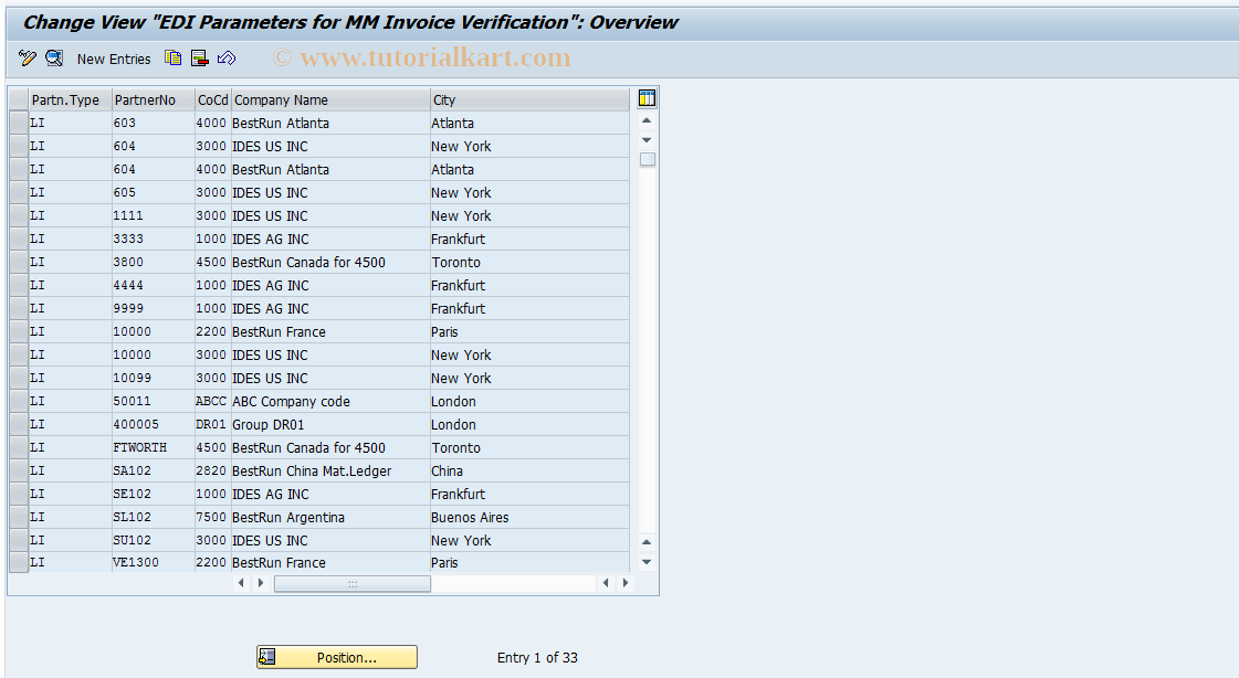 SAP TCode OMRY - EDI Program Parameters