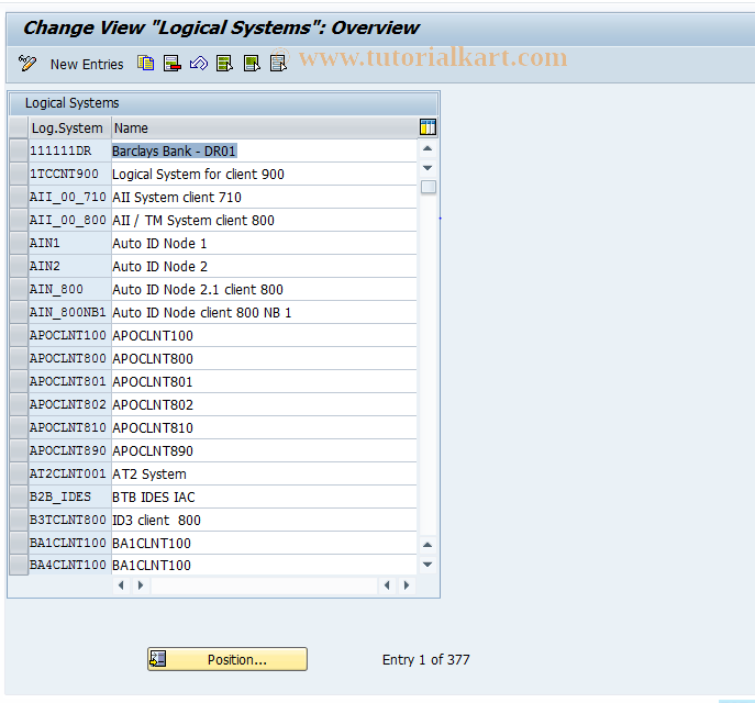SAP TCode OMTX - Define non-SAP system