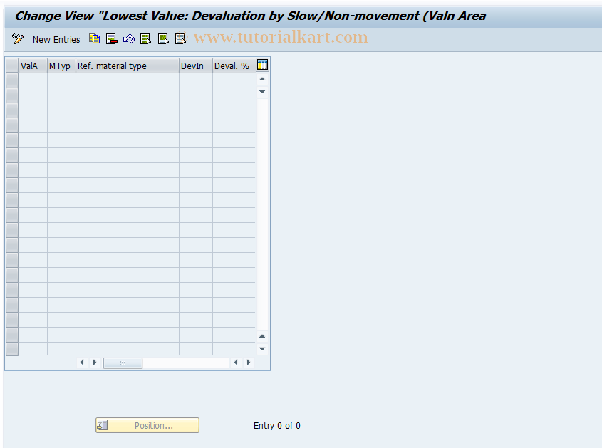 SAP TCode OMW6W - C Devaln by Slow/Non-Mvt ( Valuation  Area)