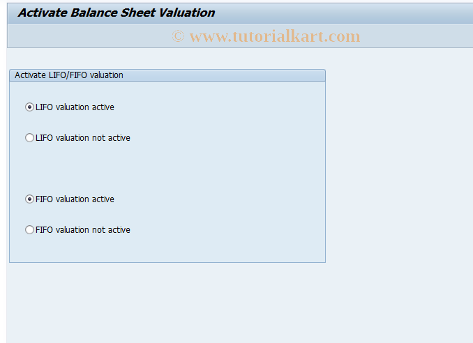 SAP TCode OMWE - C LIFO/FIFO Valuation Active?