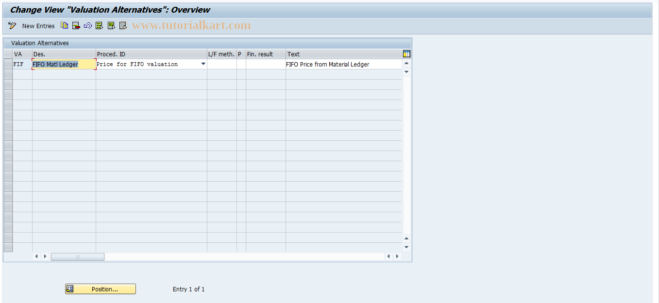 SAP TCode OMWEB - Maintain C Valuation Tracks