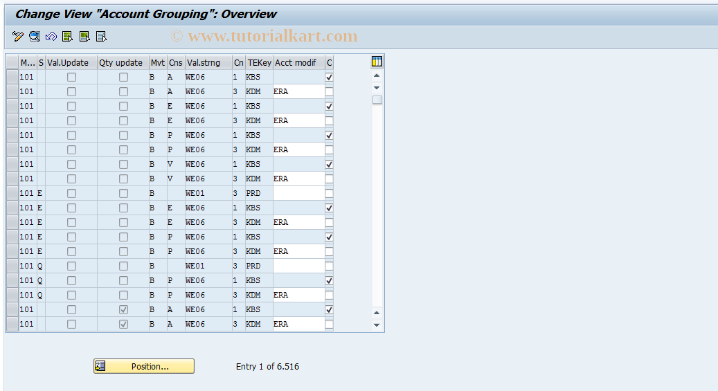 SAP TCode OMWN - MM-IM: Account  Group. Code for Mvt.Type