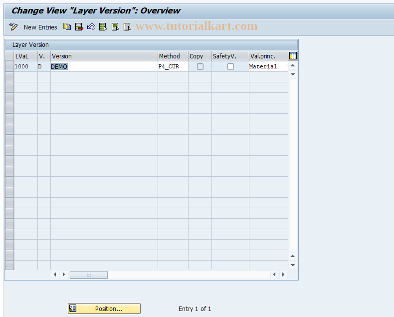 SAP TCode OMWR - C LIFO Layer Versions