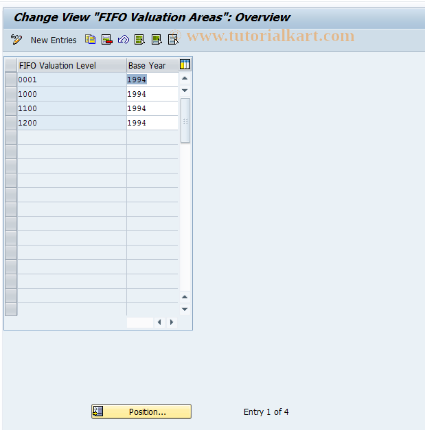 SAP TCode OMWT - C FIFO Valuation Levels