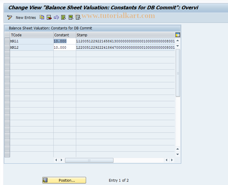 SAP TCode OMWU - C Constants for DB Commit