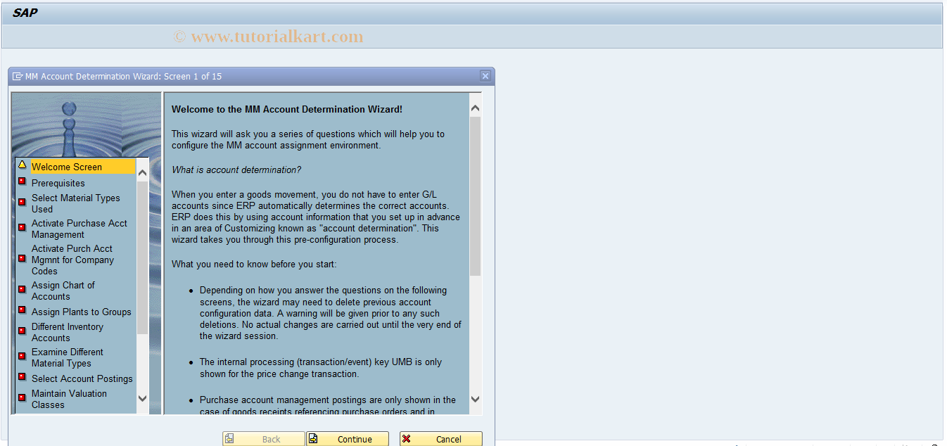 SAP TCode OMWW - MM Account Determination Wizard