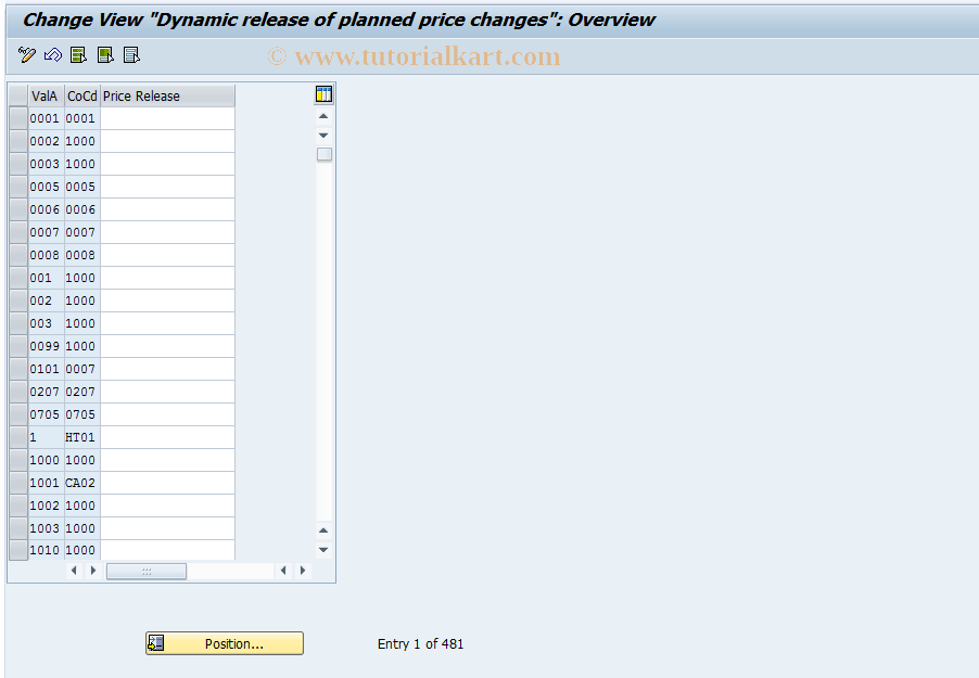 SAP TCode OMX5 - Dyn. Price Release Plan. Pr. Change