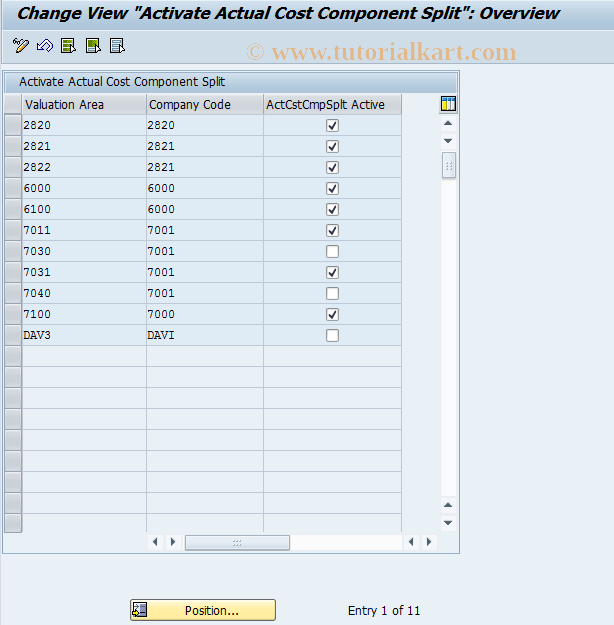 SAP TCode OMXF - Activate Actual Cst Component Split