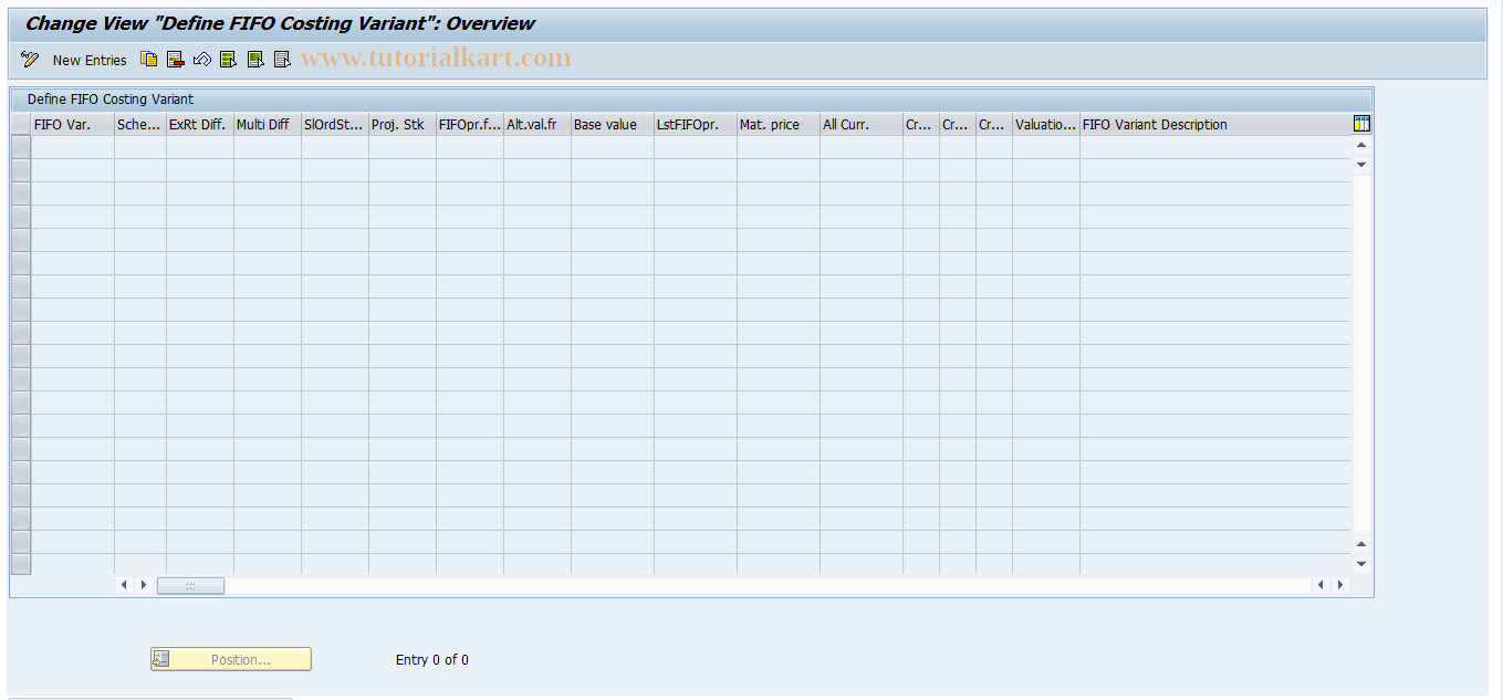 SAP TCode OMXH - Maintain FIFO Variant