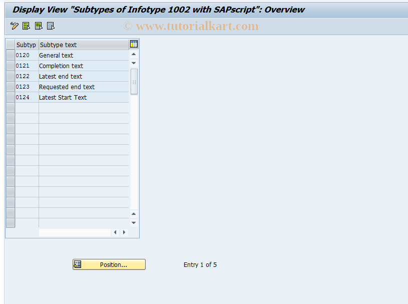 SAP TCode OO2S - Description: Subtypes