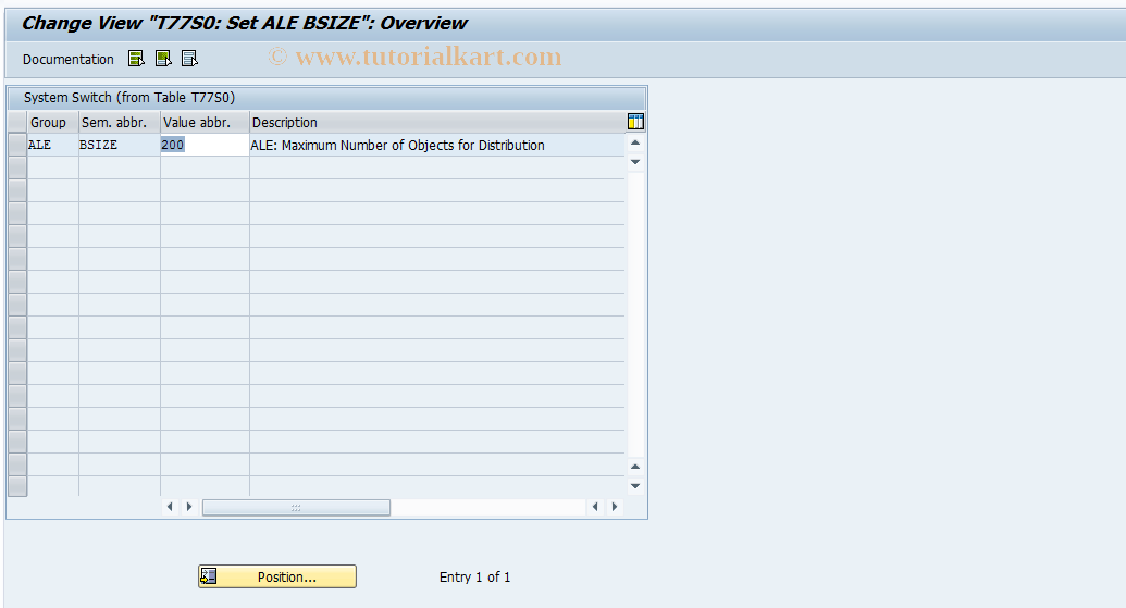 SAP TCode OOALEBSIZE - T77S0: Set ALE BSIZE