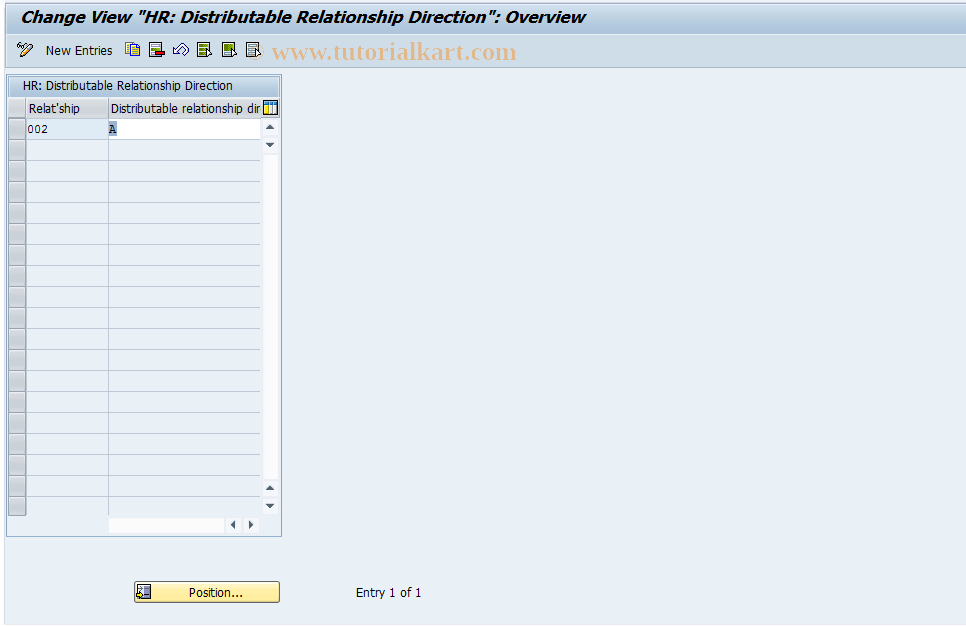 SAP TCode OOALERELA - HR: Distributable Relat. Direction