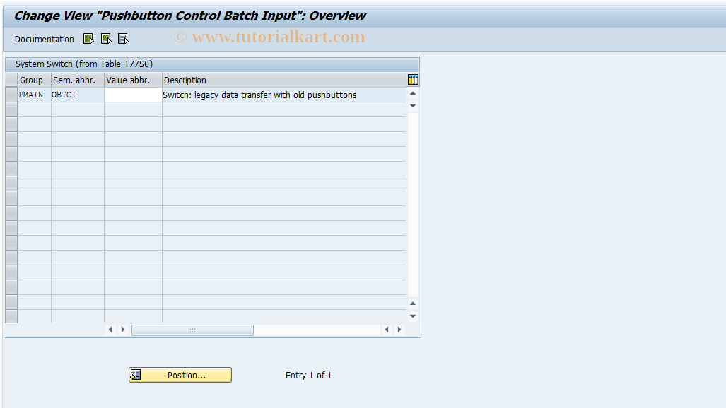 SAP TCode OOBC - Pushbutton Control Batch Input