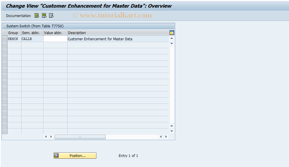 SAP TCode OOCB - Customer Enhancement for Master Data