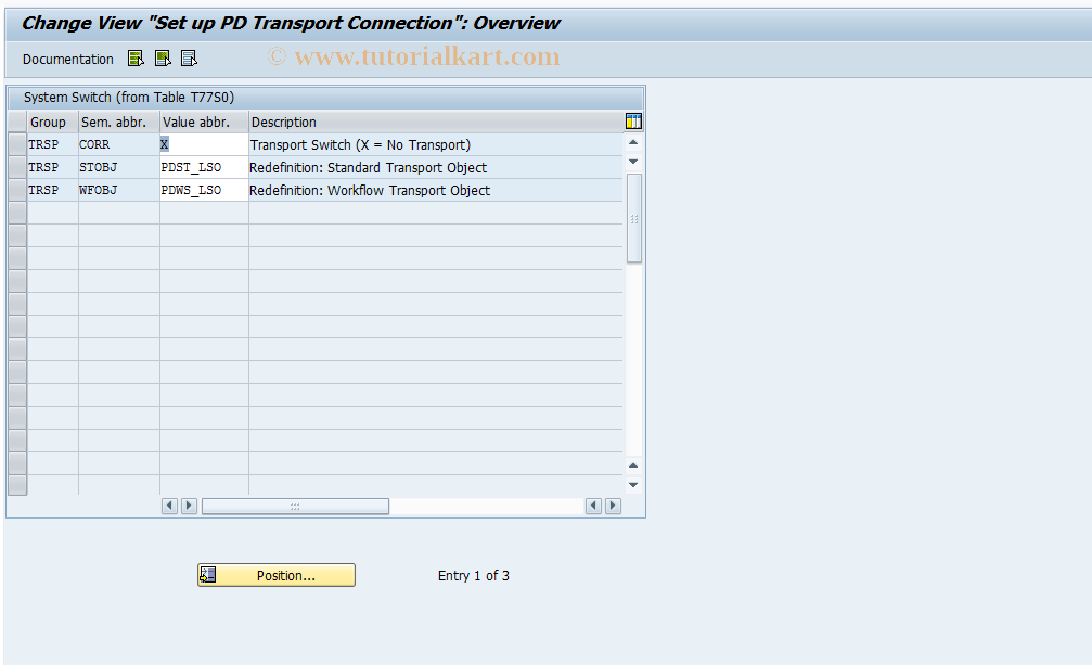 SAP TCode OOCR - Set up PD Transport Connection