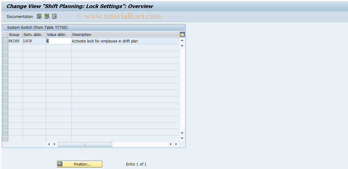 SAP TCode OODD - Shift Planning: Lock Settings