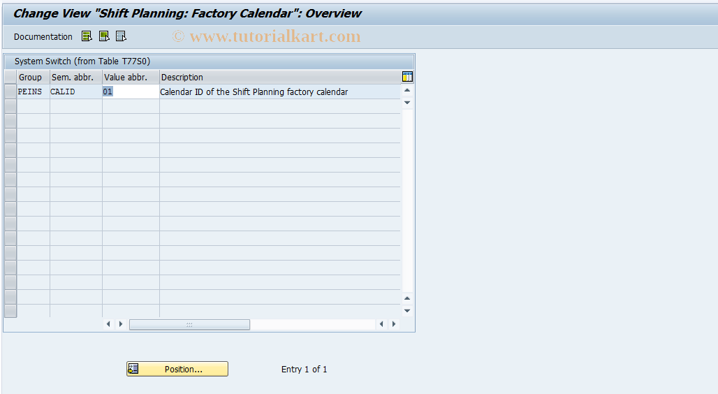 SAP TCode OODK - Shift Planning: Factory Calendar
