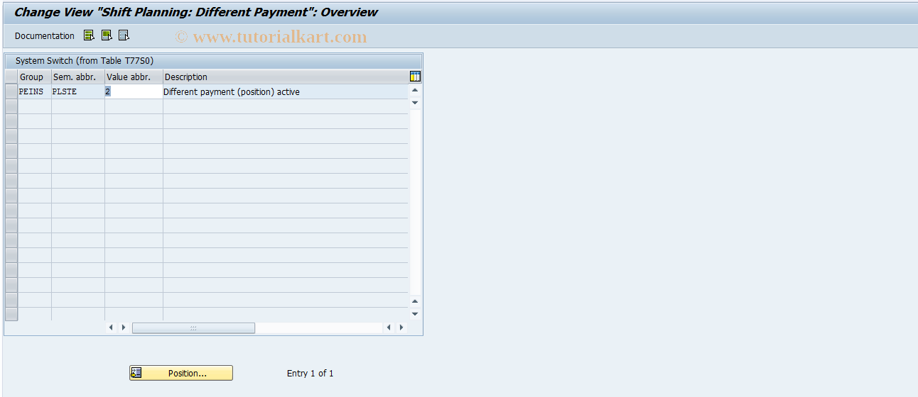 SAP TCode OODO - Shift Planning: Difference Payment