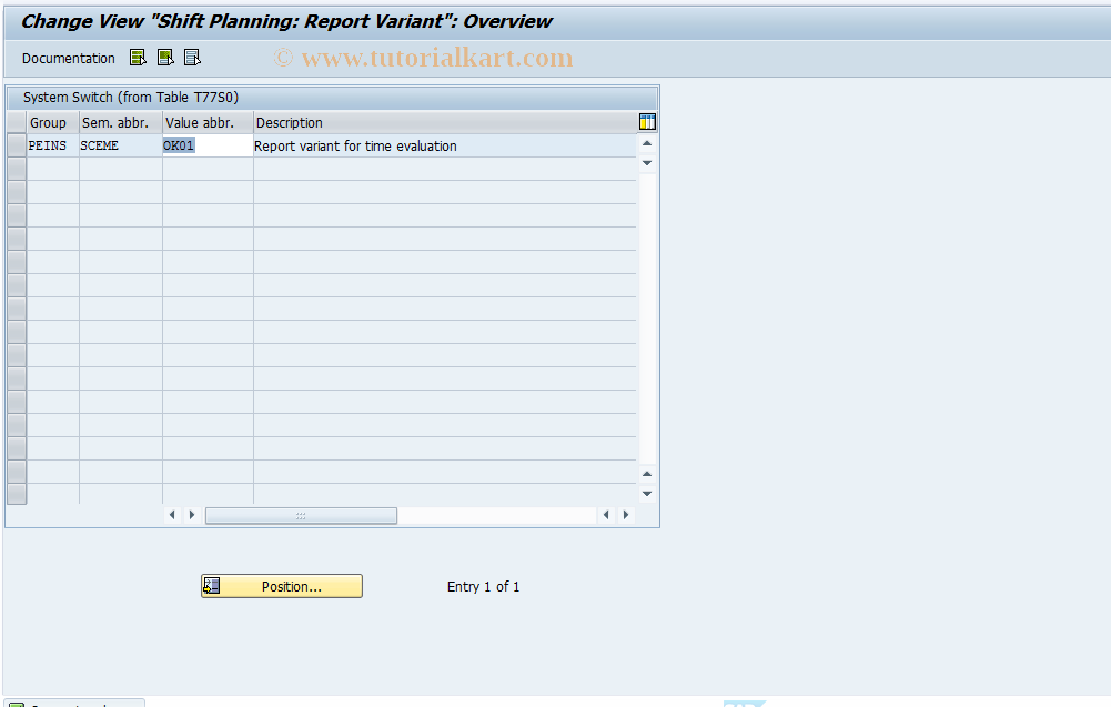 SAP TCode OODU - Shift Planning: Report Variant