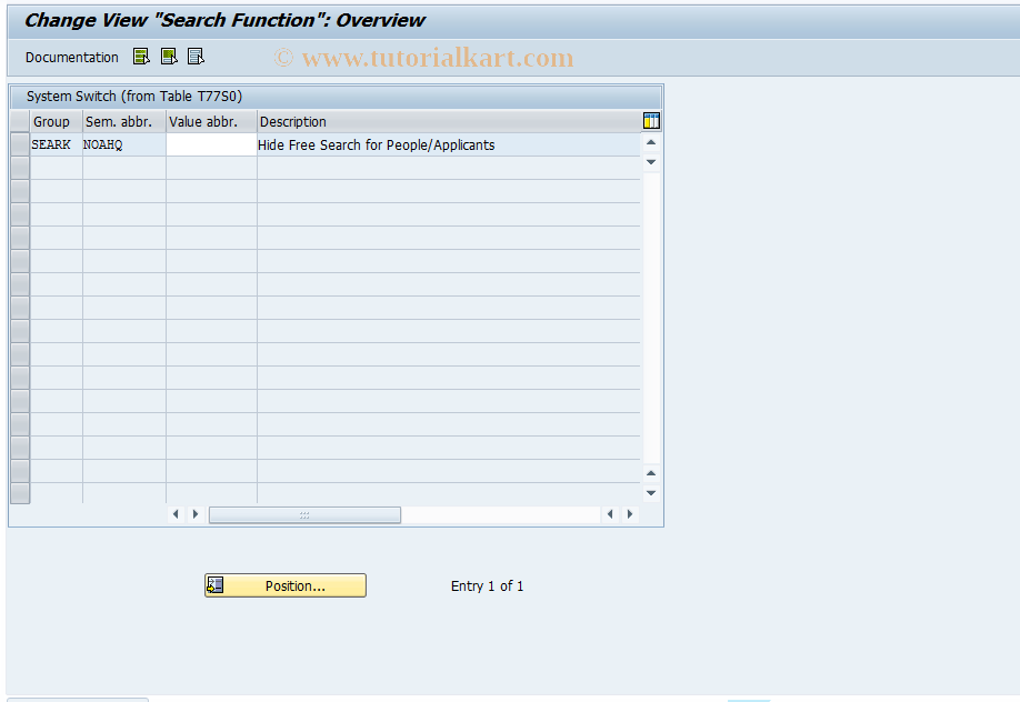 SAP TCode OOFD - Search Function