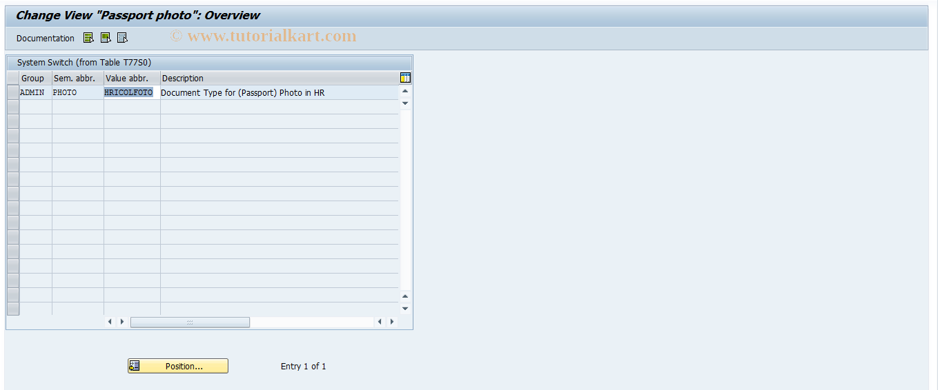 SAP TCode OOFF - Passport photo