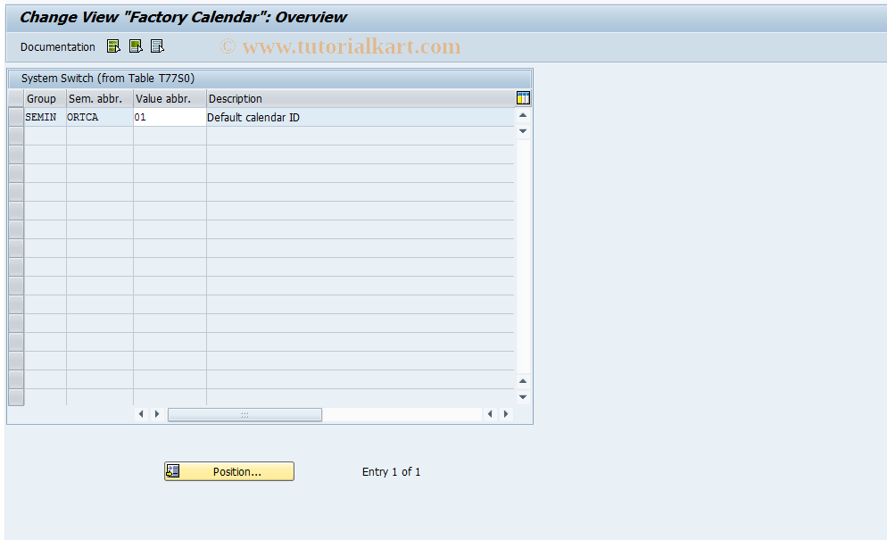 SAP TCode OOFK - Factory Calendar