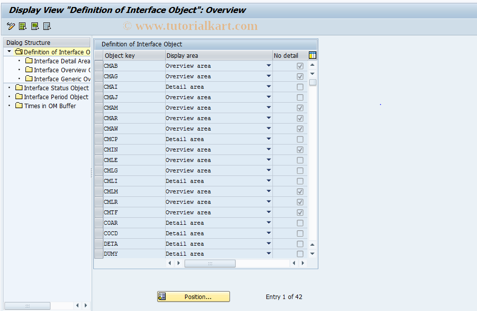 SAP TCode OOFRAMEWORKIFCUST_DI - Hierarchy Framework Customizing