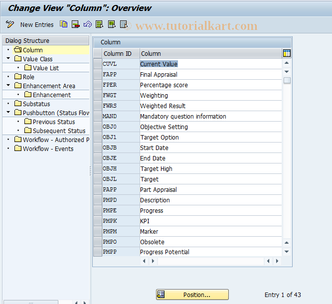 SAP TCode OOHAP_BASIC - Basic Appraisal Template Settings