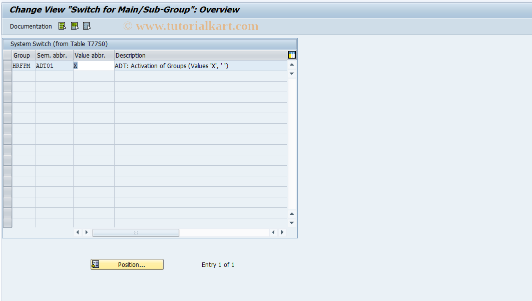 SAP TCode OOHRPPBC_ADT0 - Switch for Main/Sub-Group