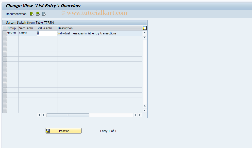SAP TCode OOLA - List Entry