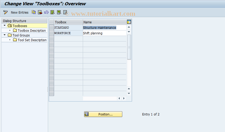 SAP TCode OOMS - Toolboxes