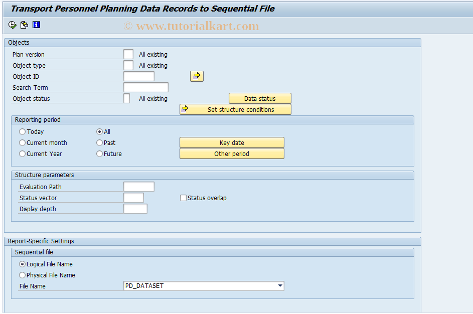 SAP TCode OOMV - Create Sequential File for PD