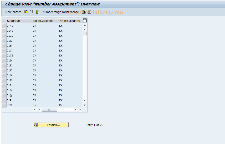SAP TCode OONR - Number Ranges