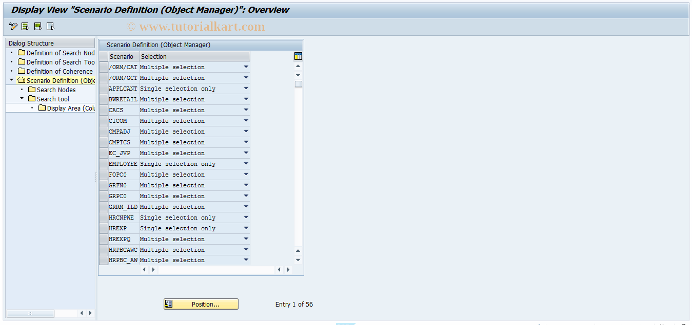 SAP TCode OOOBJMANCUST_DISP - Object Manager Customizing