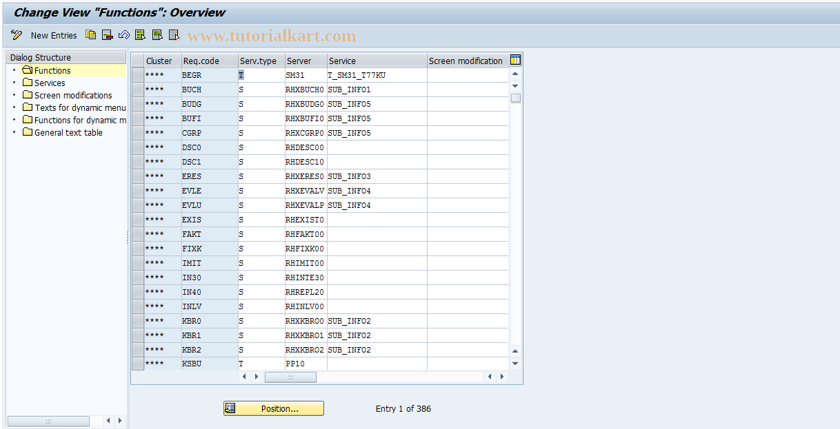 SAP TCode OOOS - Functions