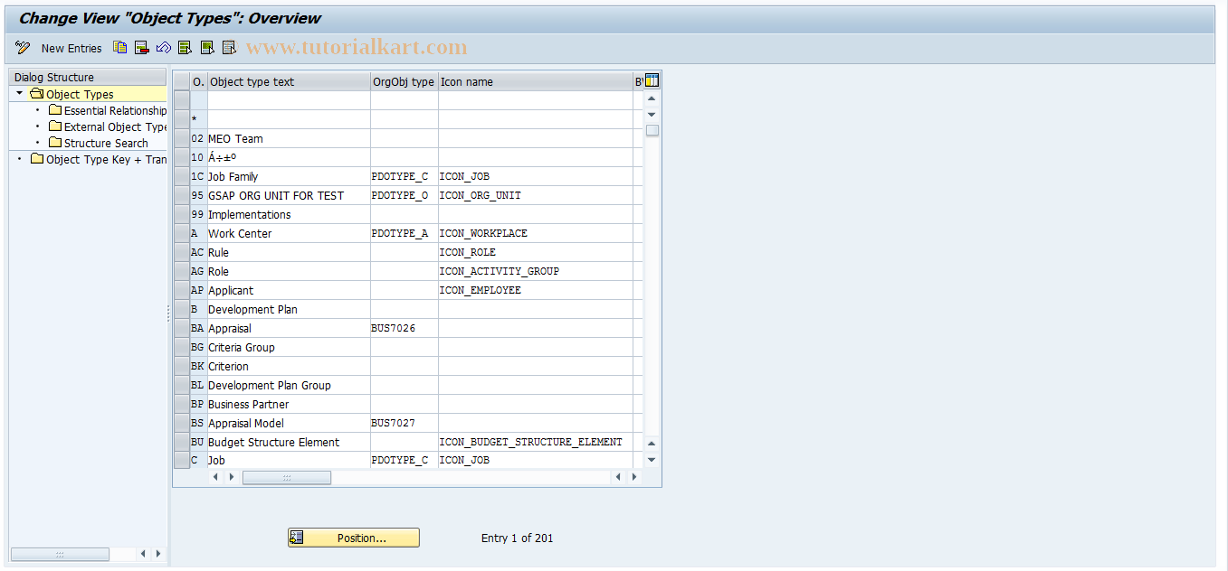 SAP TCode OOOT - Maintain object types