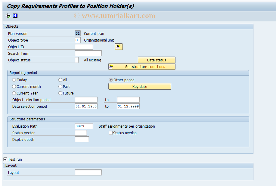 SAP TCode OOQ5 - Copy Requirements Profile to Holder