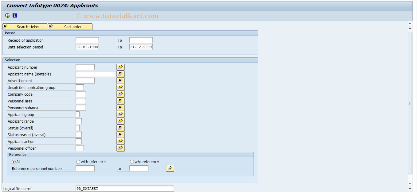 SAP TCode OOQB - Qualification Transfer: Applicants